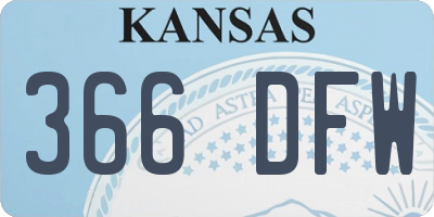 KS license plate 366DFW