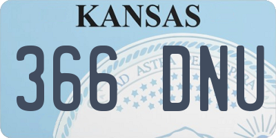 KS license plate 366DNU