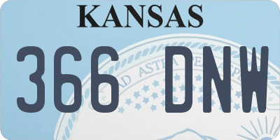 KS license plate 366DNW