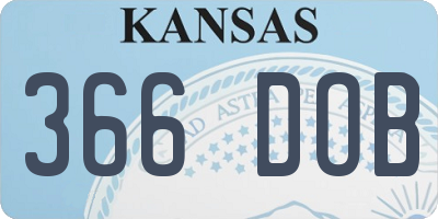 KS license plate 366DOB