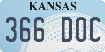 KS license plate 366DOC