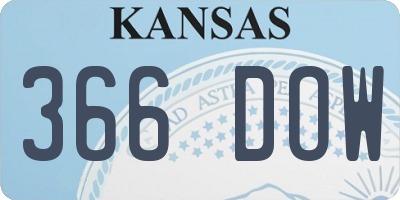 KS license plate 366DOW