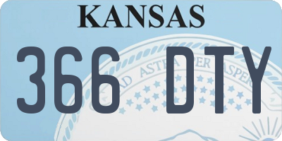 KS license plate 366DTY