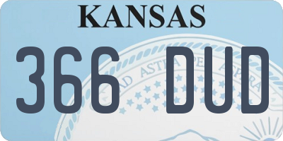 KS license plate 366DUD
