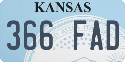 KS license plate 366FAD