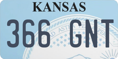 KS license plate 366GNT