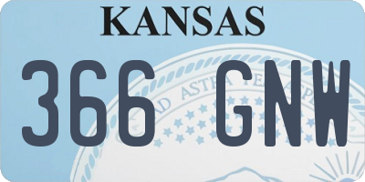 KS license plate 366GNW