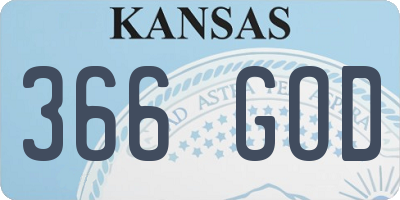 KS license plate 366GOD