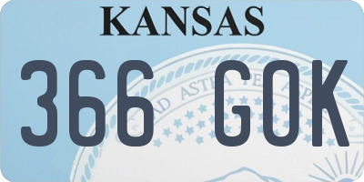 KS license plate 366GOK