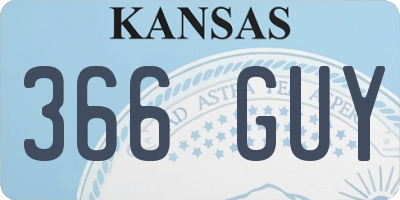 KS license plate 366GUY