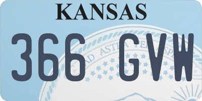 KS license plate 366GVW
