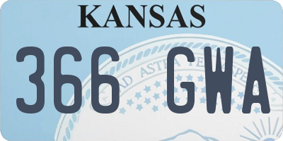 KS license plate 366GWA