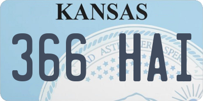 KS license plate 366HAI