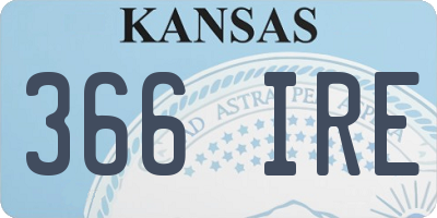 KS license plate 366IRE