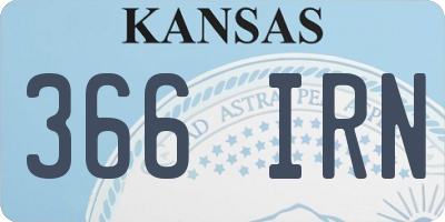 KS license plate 366IRN