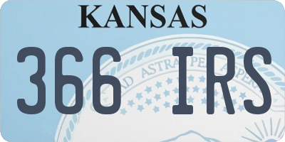 KS license plate 366IRS