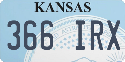 KS license plate 366IRX