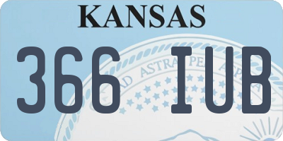 KS license plate 366IUB