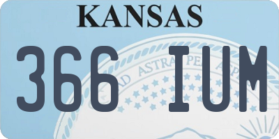 KS license plate 366IUM