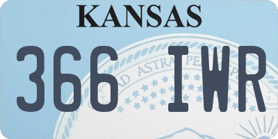 KS license plate 366IWR