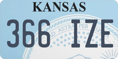 KS license plate 366IZE