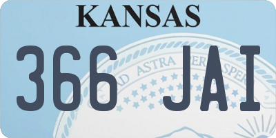 KS license plate 366JAI