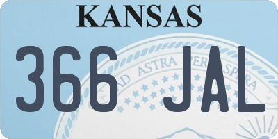 KS license plate 366JAL