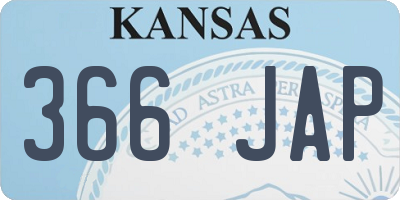 KS license plate 366JAP