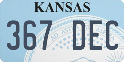 KS license plate 367DEC