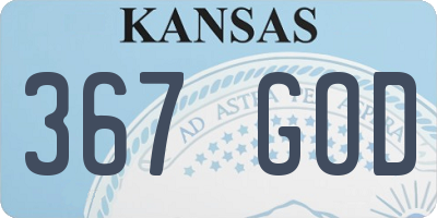 KS license plate 367GOD