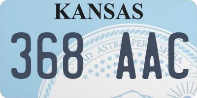 KS license plate 368AAC