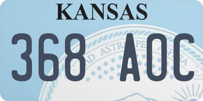 KS license plate 368AOC