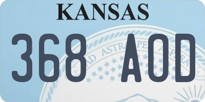 KS license plate 368AOD