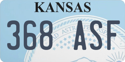 KS license plate 368ASF