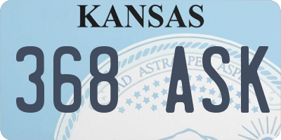 KS license plate 368ASK