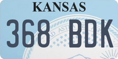 KS license plate 368BDK