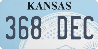 KS license plate 368DEC