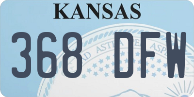 KS license plate 368DFW
