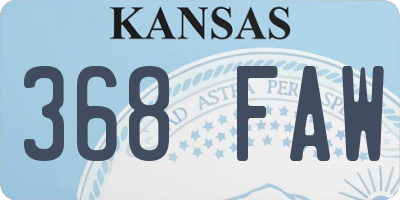KS license plate 368FAW