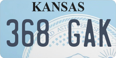 KS license plate 368GAK