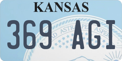 KS license plate 369AGI