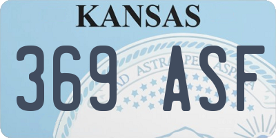 KS license plate 369ASF