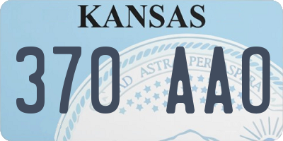KS license plate 370AAO
