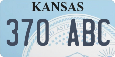 KS license plate 370ABC