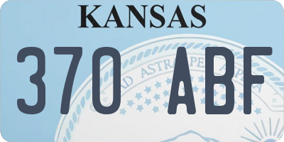KS license plate 370ABF