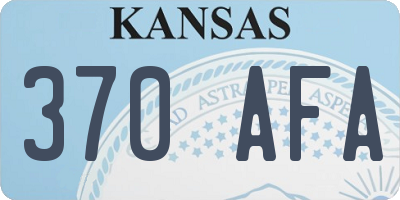 KS license plate 370AFA