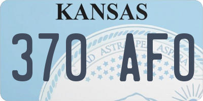 KS license plate 370AFO