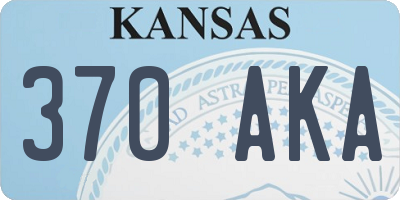 KS license plate 370AKA