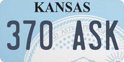 KS license plate 370ASK