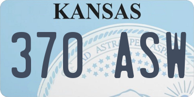 KS license plate 370ASW